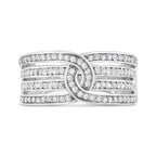 .925 Sterling Silver 1/2 Cttw Diamond Multi-Row Bypass Band Ring (I-J Color, I3 Clarity) - Size 7