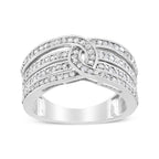 .925 Sterling Silver 1/2 Cttw Diamond Multi-Row Bypass Band Ring (I-J Color, I3 Clarity) - Size 7