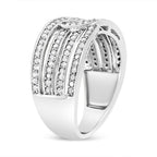 .925 Sterling Silver 1/2 Cttw Diamond Multi-Row Bypass Band Ring (I-J Color, I3 Clarity) - Size 7