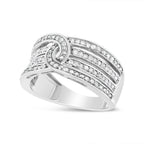 .925 Sterling Silver 1/2 Cttw Diamond Multi-Row Bypass Band Ring (I-J Color, I3 Clarity) - Size 7