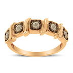 10K Rose Gold Flashed .925 Sterling Silver Miracle-Set 1/4 Cttw Diamond 5-Stone Band Ring  (J-K Color, I1-I2 Clarity)