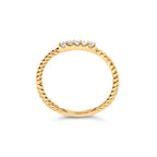 10K Yellow Gold 1/10 Cttw Diamond 5 Stone Braided Shank Band Ring (I-J Color, I2-I3 Clarity)- Ring Size 6
