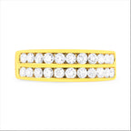 10K Yellow Gold Two-Row Diamond Band Ring (1 Cttw, J-K Color, I1-I2 Clarity) - Size 6