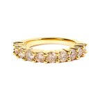 14K Yellow Gold Plated .925 Sterling Silver 2.0 Cttw Round Brilliant Cut Diamond 10 Stone Anniversary Band Ring (J-K Color, I1-I2 Clarity) - Size 7