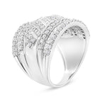 .925 Sterling Silver 2.0 Cttw Diamond Edge Multi-Row Ring Band ( J-K Color, I3 Clarity) - Ring Size 7