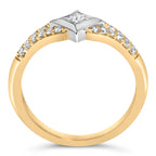 10K Two Tone Color 1/2 Cttw Diamond Kite and Split Shank Ring (H-I Color,SI2-I1 Clarity)