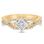 10K Two Tone Color 2/3 Cttw Diamond Kite and Twist Shank Ring (H-I Color,SI2-I1 Clarity)