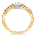 10K Two Tone Color 2/3 Cttw Diamond Kite and Twist Shank Ring (H-I Color,SI2-I1 Clarity)