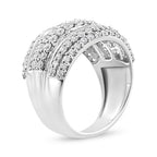 .925 Sterling Silver 2.00 Cttw Round and Baguette-Cut Diamond Cluster Ring (H-I Color, I1-I2 Clarity) - Size 7