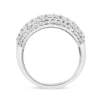 .925 Sterling Silver 2.00 Cttw Round and Baguette-Cut Diamond Cluster Ring (H-I Color, I1-I2 Clarity) - Size 7