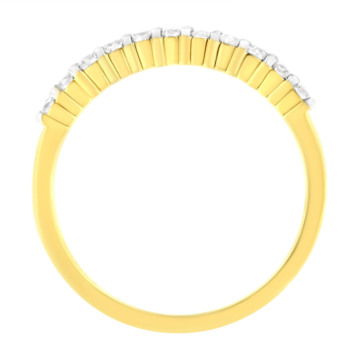 IGI Certified 1/4 Cttw Diamond 10K Yellow Gold Prong Set Fluted Band Style Ring (I-J Color, I2-I3 Clarity)