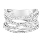 .925 Sterling Silver 1/4 Cttw Prong Set Round-Cut Diamond Bypass Ring (I-J Color, I1-I2 Clarity) - Size 7