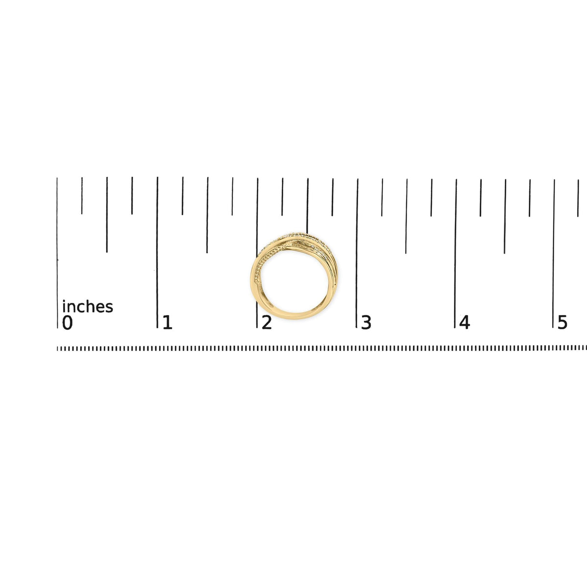 10K Yellow Gold Plated .925 Sterling Silver 1/10 Cttw Diamond Multi Row Crossover Ring Band (I-J Color, I1-I2 Clarity)