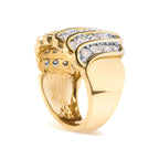 14K Yellow Gold Plated .925 Sterling Silver 2.00 Cttw Diamond Multi Row Band Ring (J-K Color, I1-I2 Clarity) - Ring Size 7