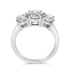 14K White Gold 2.00 Cttw Lab Grown Diamond 3 Stone Ring Band (F-G Color, VS1-VS2 Clarity) - Ring Size 7