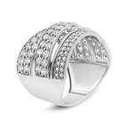.925 Sterling Silver 2.00 Cttw Round-Cut Diamond Overlapping Bypass Band Ring (I-J Color, I2-I3 Clarity) - Ring Size 7