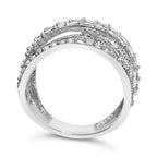 .925 Sterling Silver 2.00 Cttw Round-Cut Diamond Overlapping Bypass Band Ring (I-J Color, I2-I3 Clarity) - Ring Size 7