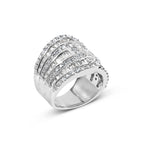 10K White Gold 2 1/2 Cttw Round and Baguette-Cut Diamond Multi-Row Bypass Ring (J-K Color, I2-I3 Clarity) - Ring Size 7
