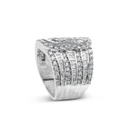 10K White Gold 2 1/2 Cttw Round and Baguette-Cut Diamond Multi-Row Bypass Ring (J-K Color, I2-I3 Clarity) - Ring Size 7