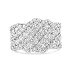 10K White Gold 3.00 Cttw Diamond Multi Row Cluster Band Ring (I-J Color, I3 Clarity) - Size 7