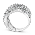 10K White Gold 3.00 Cttw Diamond Multi Row Cluster Band Ring (I-J Color, I3 Clarity) - Size 7