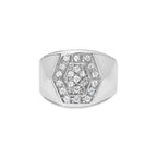 Men's .925 Sterling Silver 1/2 Cttw Multi-Diamond Hexagon Frame Ring (I-J Color, I3 Clarity) - Ring Size 10