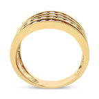 10K Yellow Gold Plated .925 Sterling Silver 1 1/2 Cttw Diamond 4 Row Channel Band Ring (Champagne Color, I2-I3 Clarity) Size 7