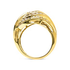 10K Yellow Gold 2.0 Cttw Channel Set Diamond Cocktail Swirl Band Ring (K-L Color, I1-I2 Clarity)