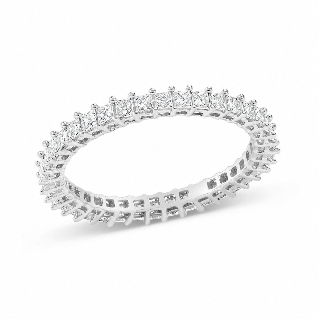 14K White Gold 1.0 Cttw Princess Diamond Eternity Band Ring