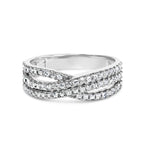 10K White Gold 3/4 Cttw Princess Natural Diamond Split Shank and Weave Band Ring (H-I Color, SI1-SI2 Clarity) - Ring Size 7