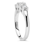 14K White Gold  3/4 Cttw Lab Grown Diamond 3 Stone Ring Band (F-G Color, VS2-SI1 Clarity)