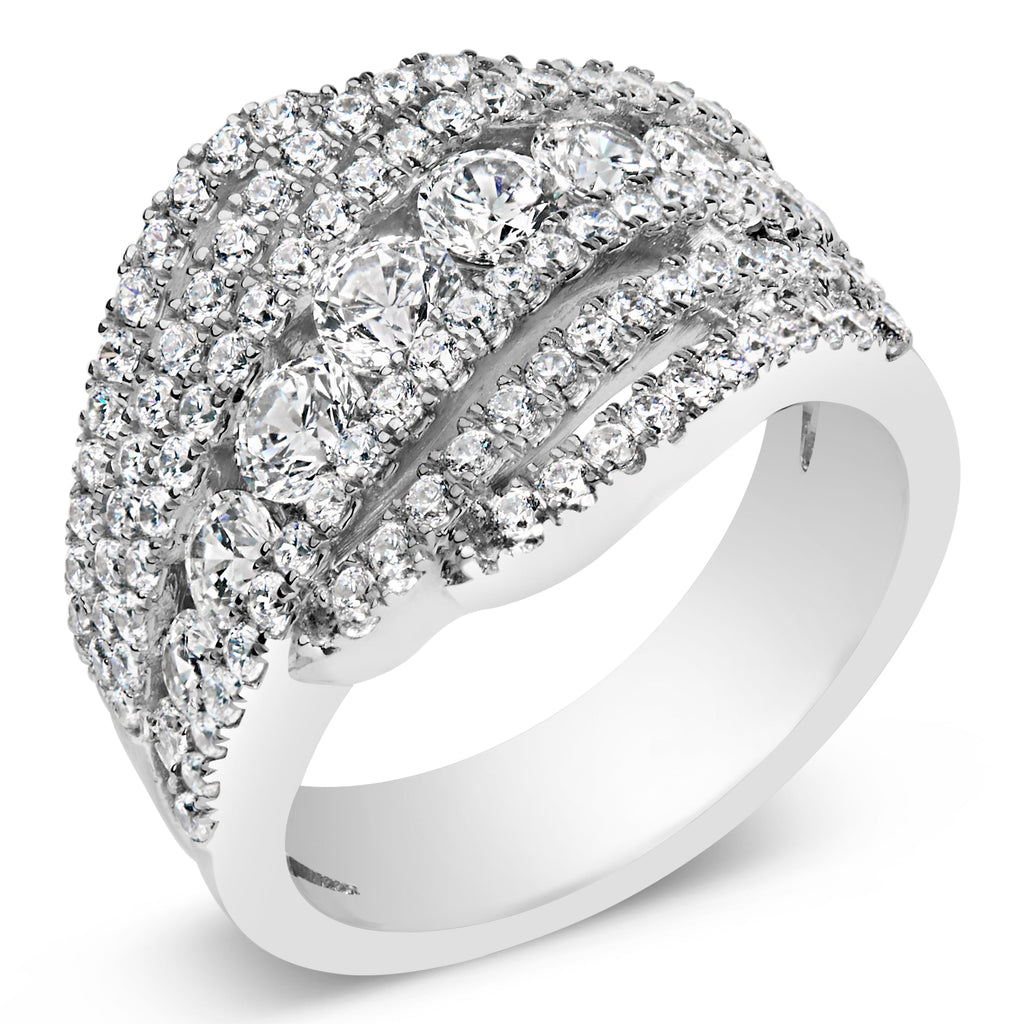 .925 Sterling Silver 2.00 Cttw Lab Grown Diamond Cluster Band Ring
