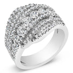 .925 Sterling Silver 2.00 Cttw Lab Grown Diamond Cluster Band Ring