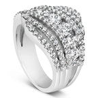 .925 Sterling Silver 2.00 Cttw Lab Grown Diamond Cluster Band Ring