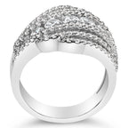.925 Sterling Silver 2.00 Cttw Lab Grown Diamond Cluster Band Ring
