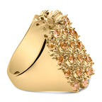 10K Yellow Gold 2.0 Cttw Brown Diamond Mesh Link Cocktail Ring
