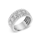.925 Sterling Silver 2.0 Cttw Lab Grown Diamond Three-Row PavÃ© Band Ring