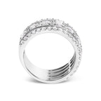 .925 Sterling Silver 2.0 Cttw Lab Grown Diamond Three-Row PavÃ© Band Ring