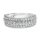 .925 Sterling Silver 1.0 cttw Lab Grown Diamond 3 Row Band Ring (F-G Color, VS1-VS2 Clarity) - Ring Size 7