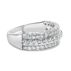 .925 Sterling Silver 1.0 cttw Lab Grown Diamond 3 Row Band Ring (F-G Color, VS1-VS2 Clarity) - Ring Size 7