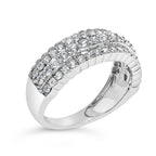.925 Sterling Silver 1.0 cttw Lab Grown Diamond 3 Row Band Ring (F-G Color, VS1-VS2 Clarity) - Ring Size 7