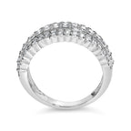 .925 Sterling Silver 1.0 cttw Lab Grown Diamond 3 Row Band Ring (F-G Color, VS1-VS2 Clarity) - Ring Size 7