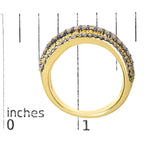 10K Yellow Gold Plated Sterling Silver 1.00 Cttw Champagne Diamond Multi Layer Band Ring