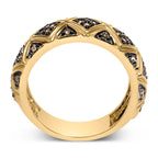 10K Yellow Gold Plated .925 Sterling Silver 3/8 Cttw Champagne Diamond Geometric Style Band Ring - Size 7