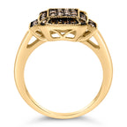 10K Yellow Gold Plated .925 Sterling Silver 1/2 Cttw Champagne Diamond Step Up Ring - Size 7