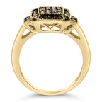 10K Yellow Gold Plated .925 Sterling Silver 1/2 Cttw Champagne Diamond Step Up Ring