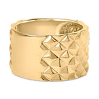 14K Yellow Gold Plated Sterling Silver 1/4 Cttw Diamond Teardrop Textured Band Ring