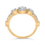 10K Yellow Gold Plated Silver 1.0 Cttw Round Lab Grown Diamond Bezel Station Ring