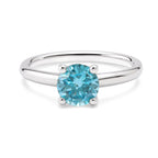 IGI Certified 14K White Gold 1.0 Cttw Round Lab-Grown Blue Fancy Vivid Diamond Solitaire Ring