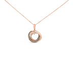 14K Rose Gold 3/4 Cttw Brown and White Diamond Interlocking Circle Hoop 18" Inch Pendant Necklace (G-H Color, SI2-I1 Clarity)